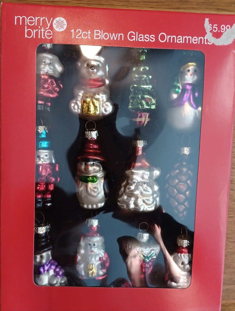 Vintage Merry Brite 12ct Red Blown Glass Holiday Mini Ornaments Hand Painted